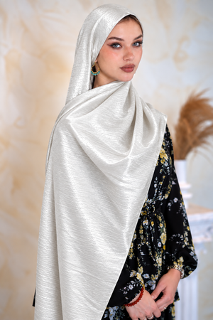 Off-White Shimmer Hijab Head Scarf