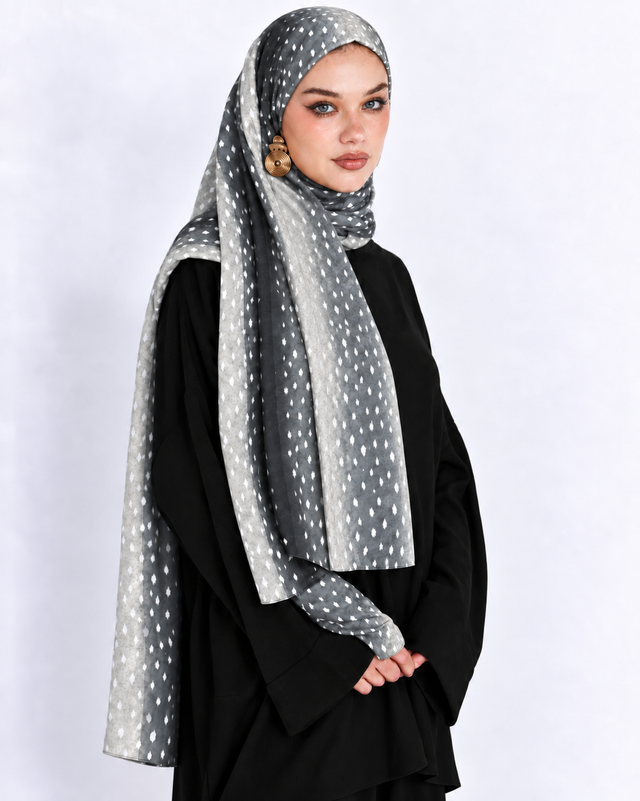 Black Deer Print Modal Hijab