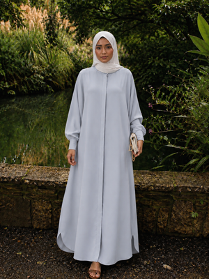 Gray Button Down Abaya