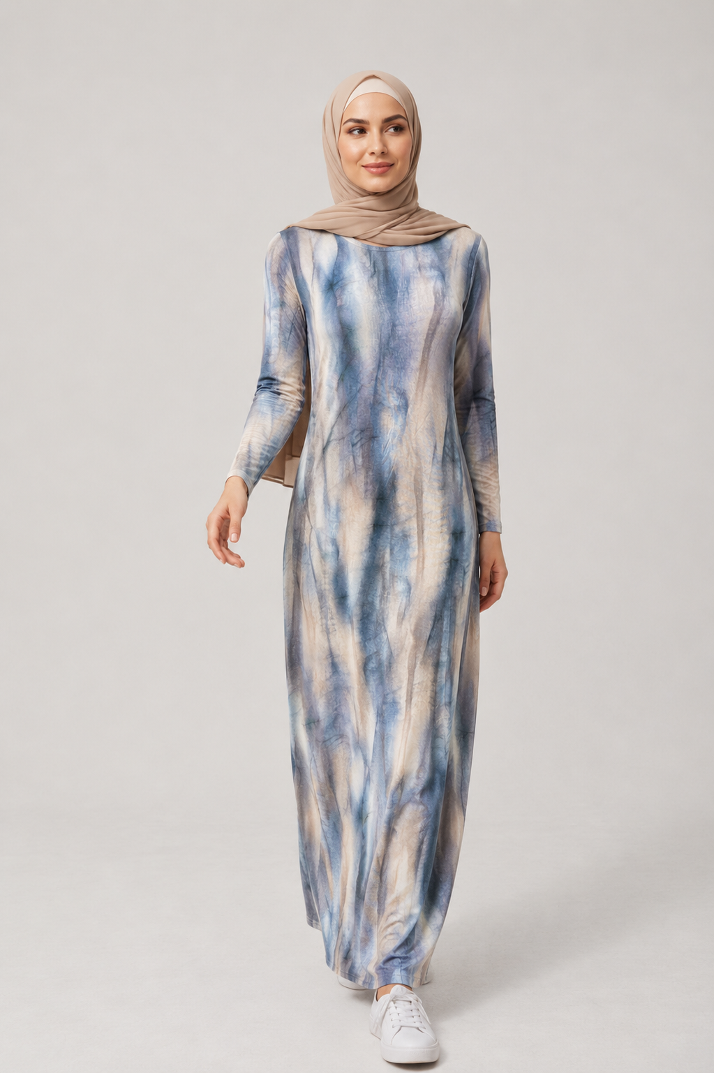 Blue Jersey Modest Maxi Dress