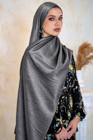 Grey Shimmer Hijab Head Scarf
