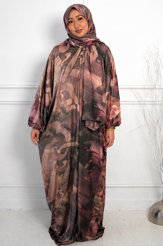 Rose Marbled One Piece Salah Prayer Outfit by Urban Modesty