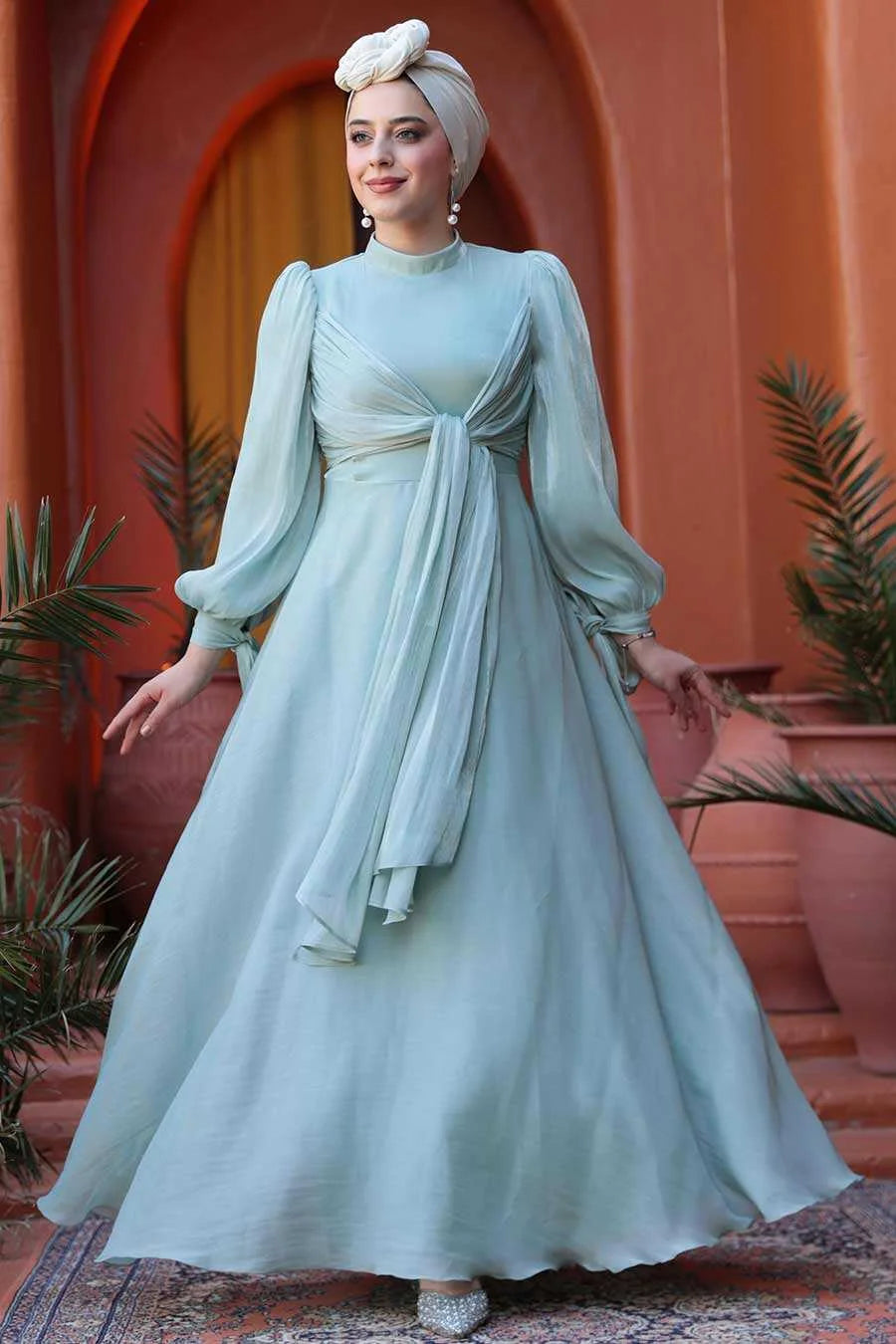 fitted lace wedding dress Celestia Mint Corset Fit & Flare Midi Dress – Raasha Apparel main image 1
