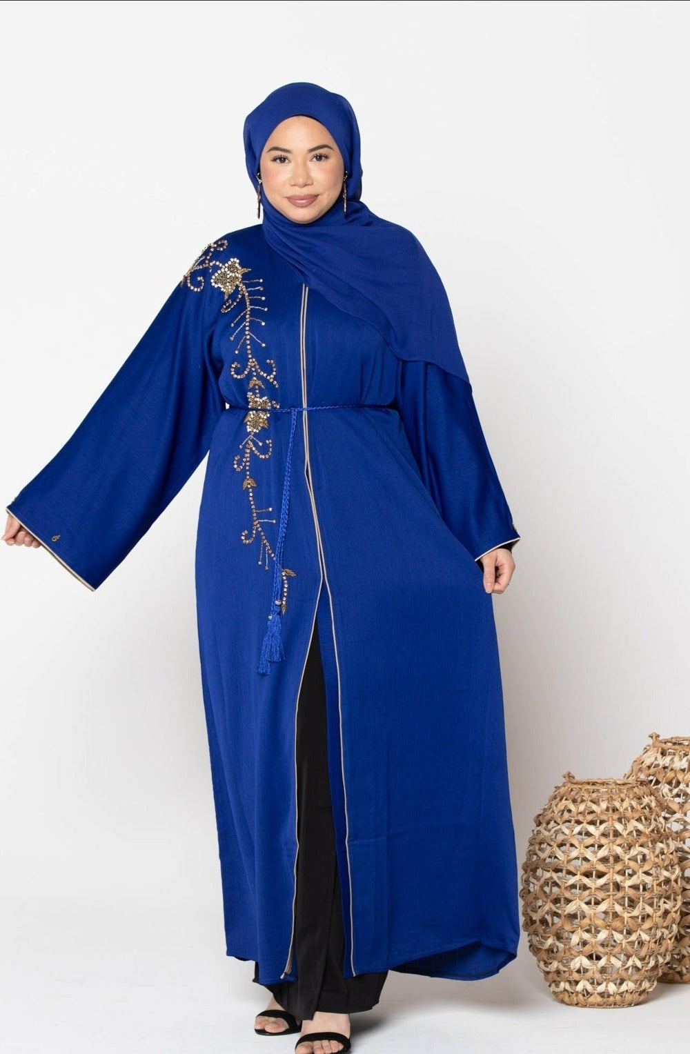Urban Modesty - Electric Blue Open Front Abaya