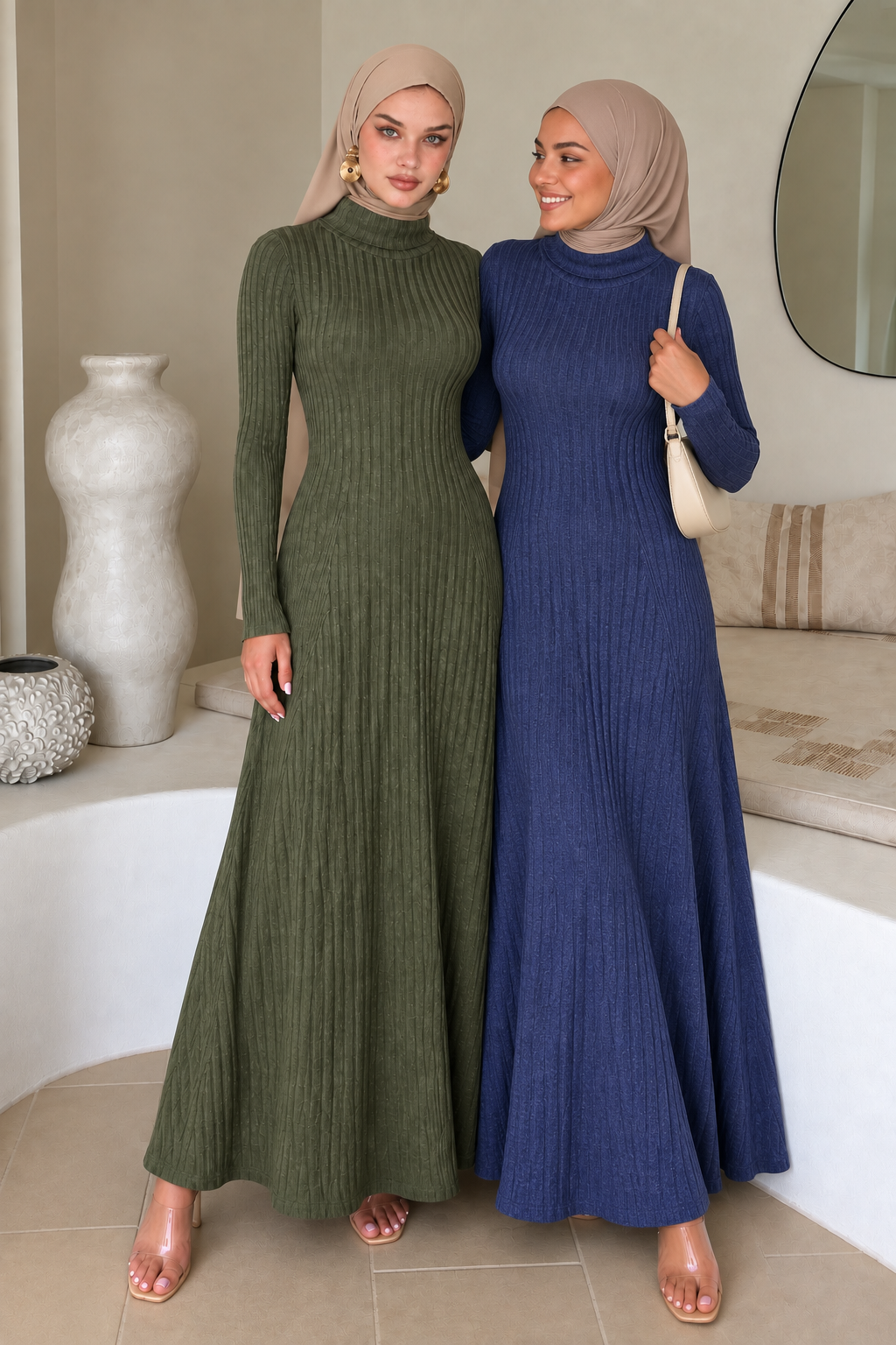Blue Turtle Sweater Maxi Dress