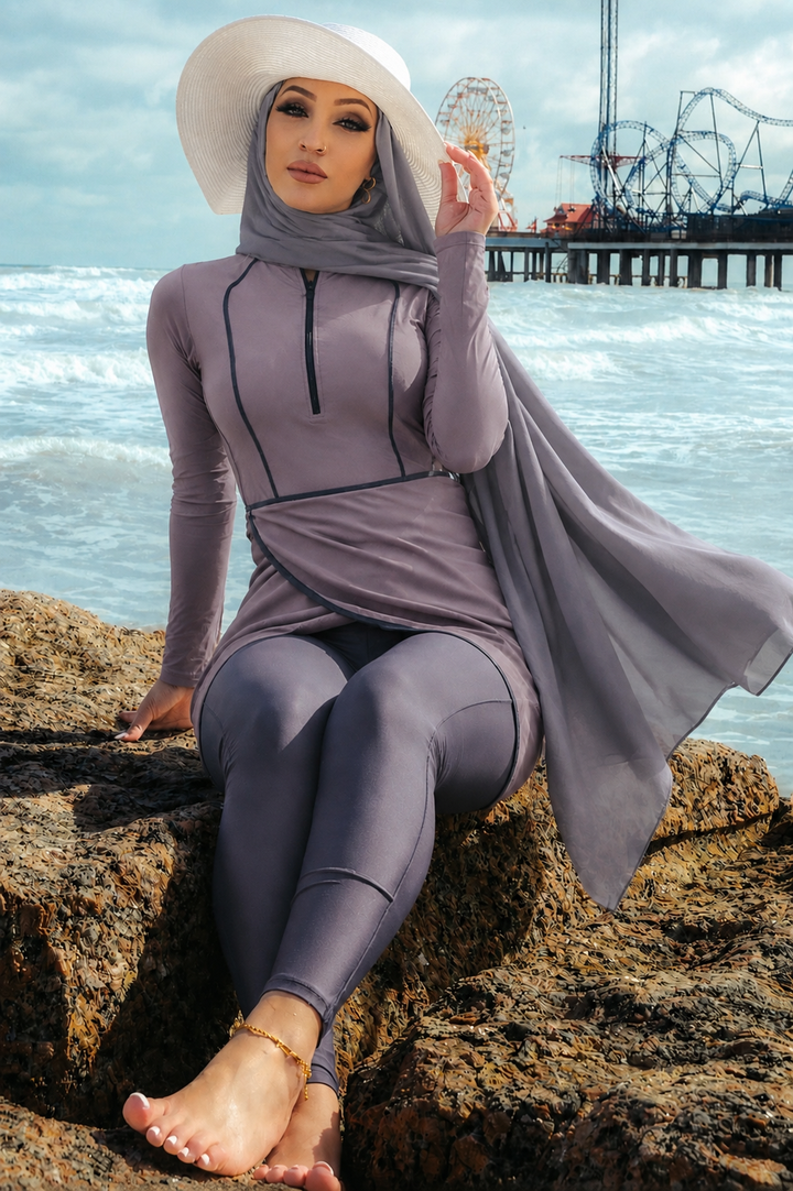 Lilac 3 Piece Modest Swimsuit