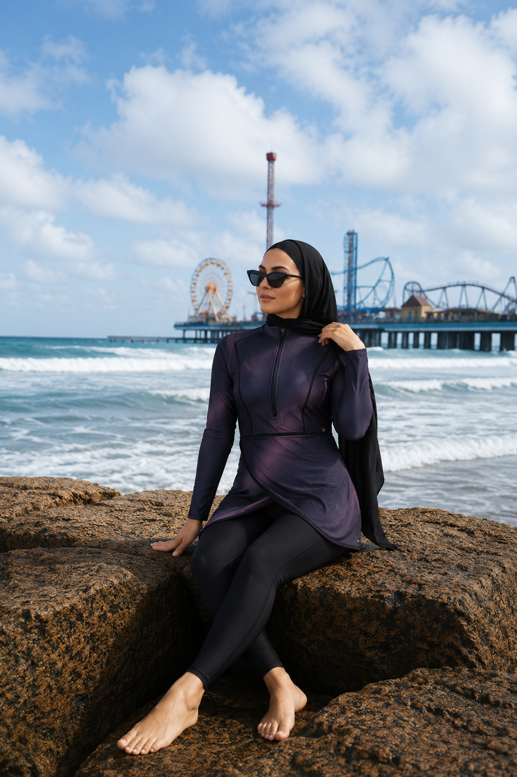 Purple Ombre Modest Swimsuit