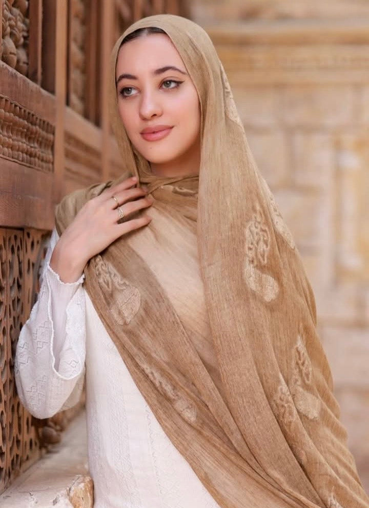 Embroidered Modal Fringe Edge Hijab