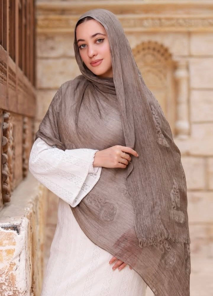 Embroidered Modal Fringe Edge Hijab