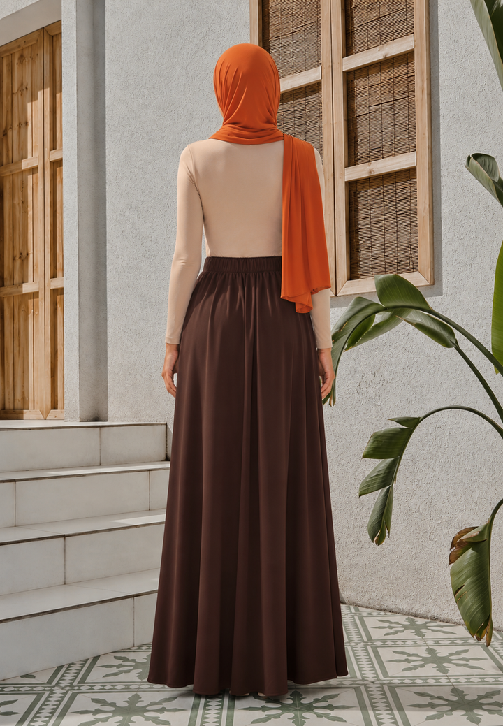 Elastic Waist Satin Maxi Skirt