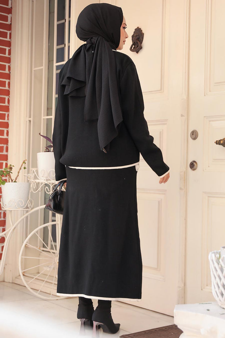 Collared Sweater & Skirt Set - Urban Modesty