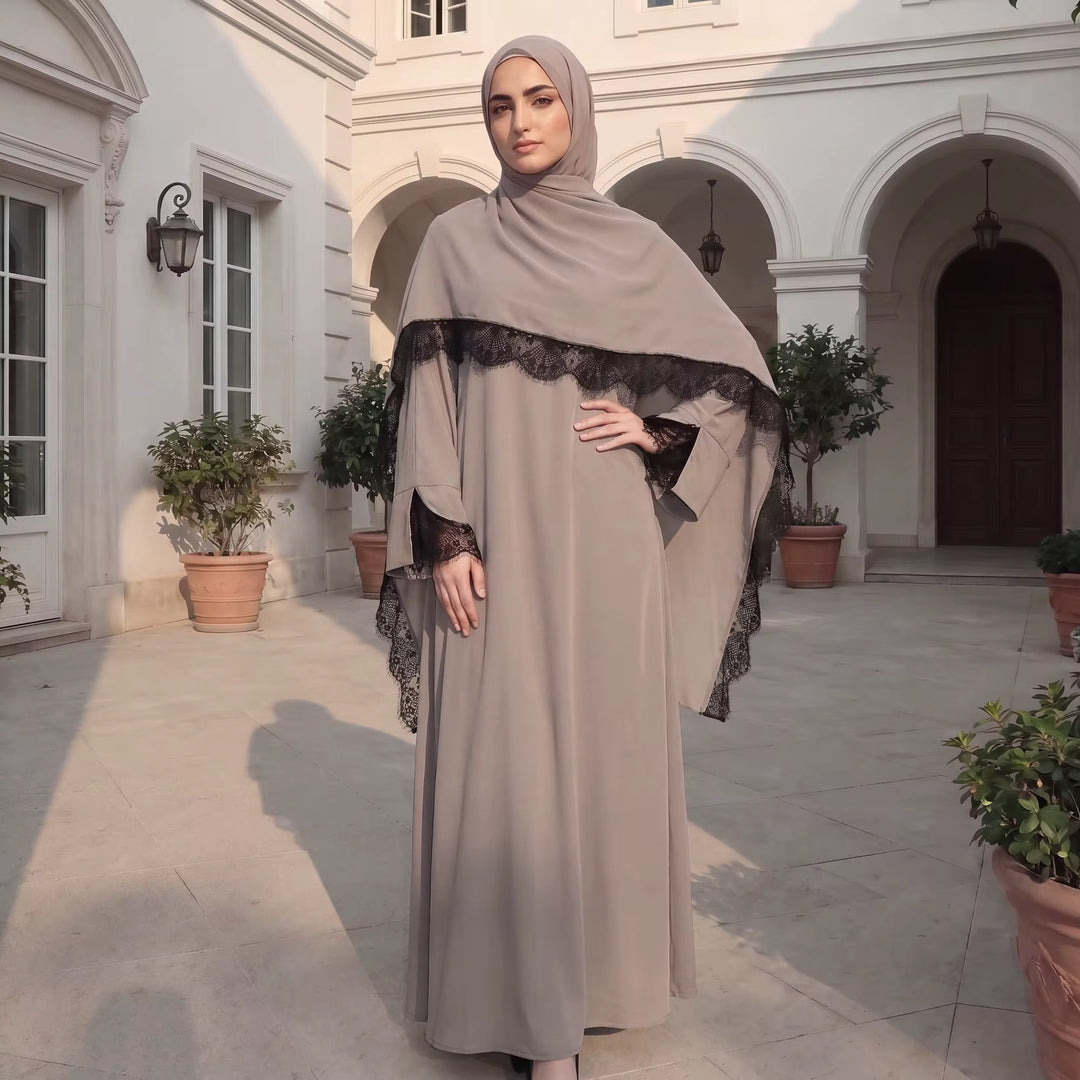 Lace Abaya and Hijab Set
