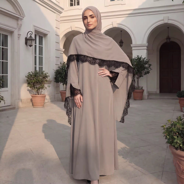 Lace Abaya and Hijab Set