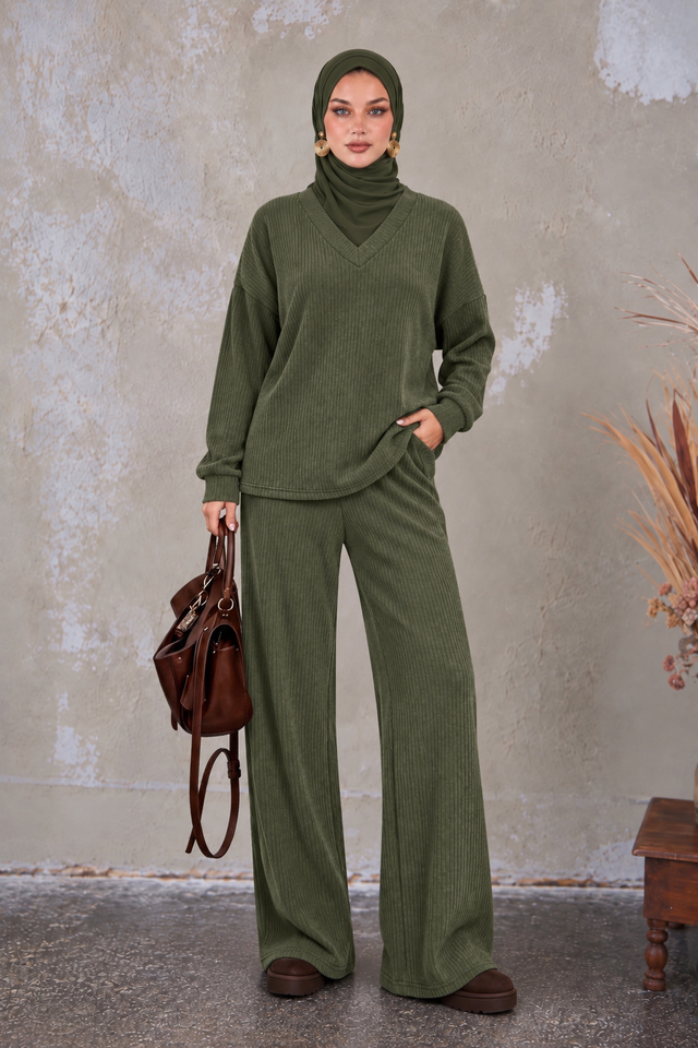Olive Knit Lounge and Pant Set