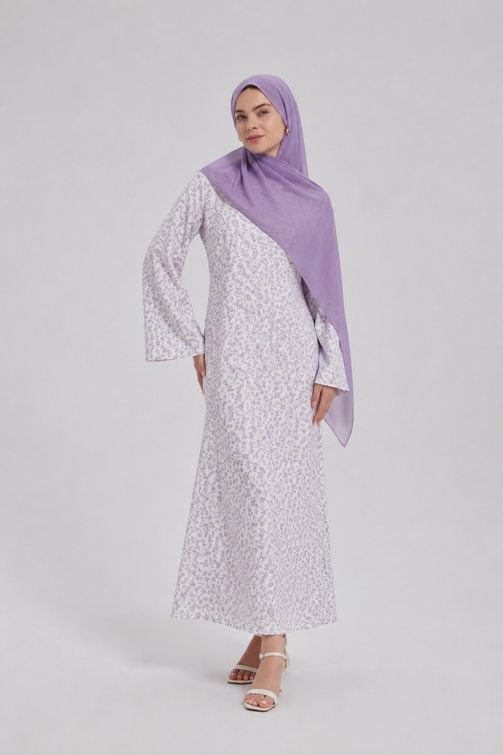 Purple & Gray Floral Maxi Dress