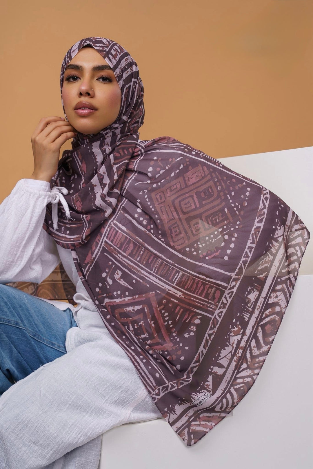 Aztec Printed Chiffon Hijab
