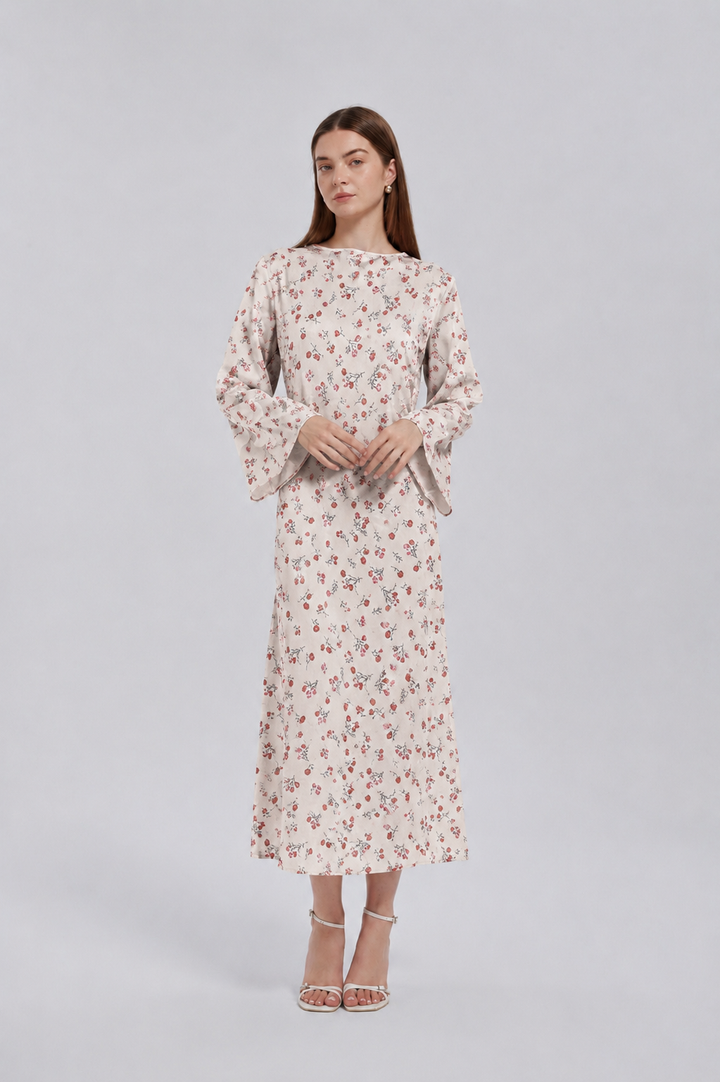 Beige Floral Maxi Dress