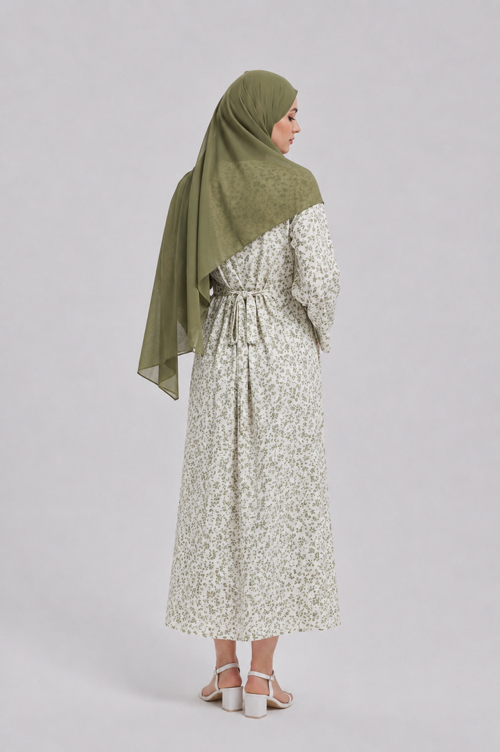 Olive Green Floral Maxi Dress