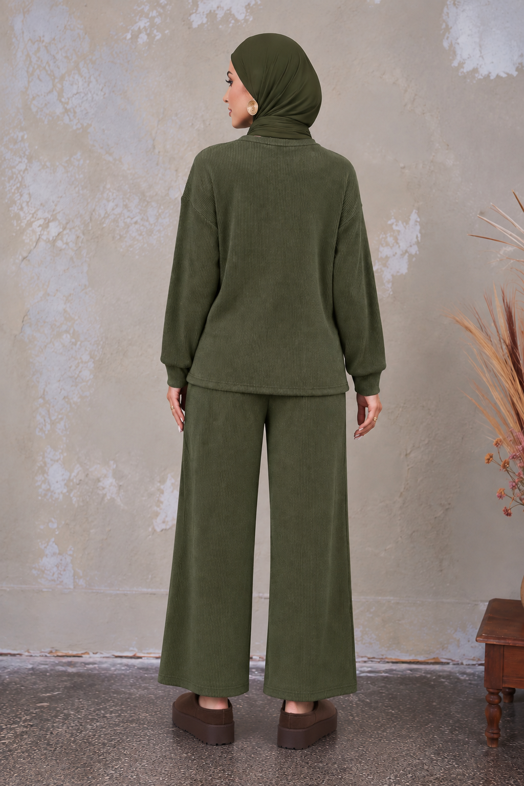 Olive Knit Lounge and Pant Set