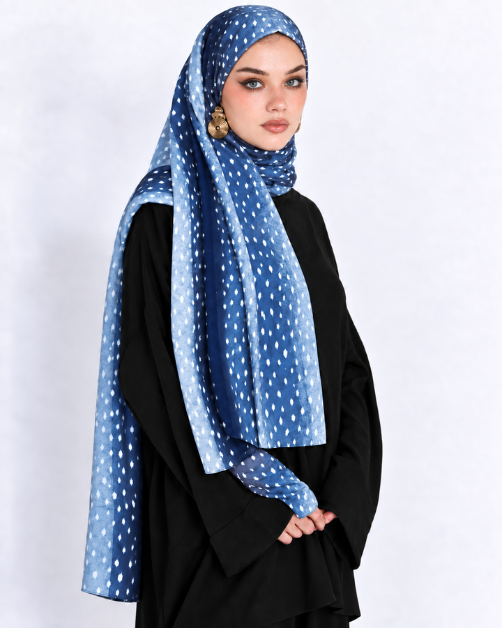 Blue Deer Print Modal Hijab