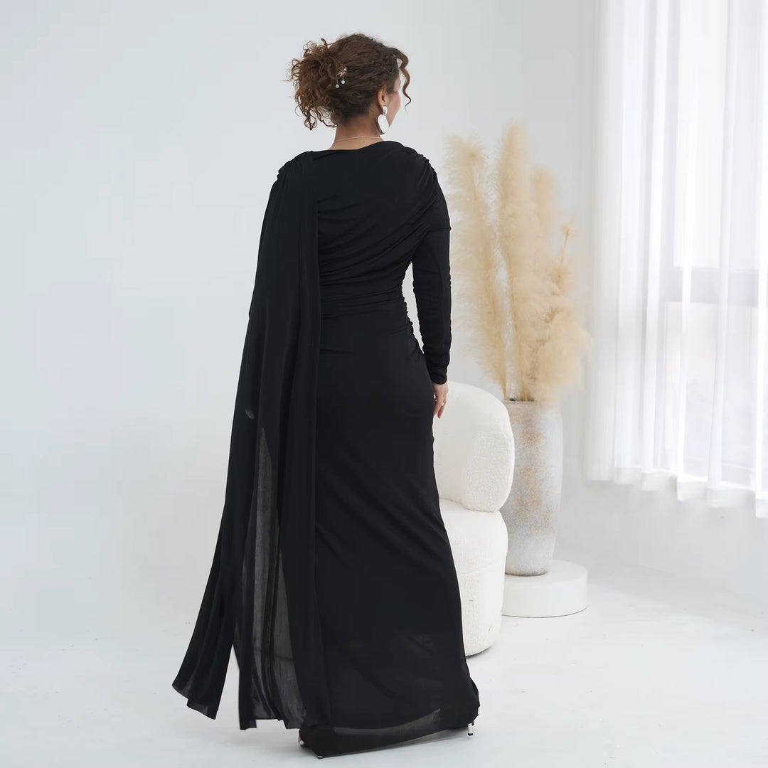 Draped Long Sleeve Gown