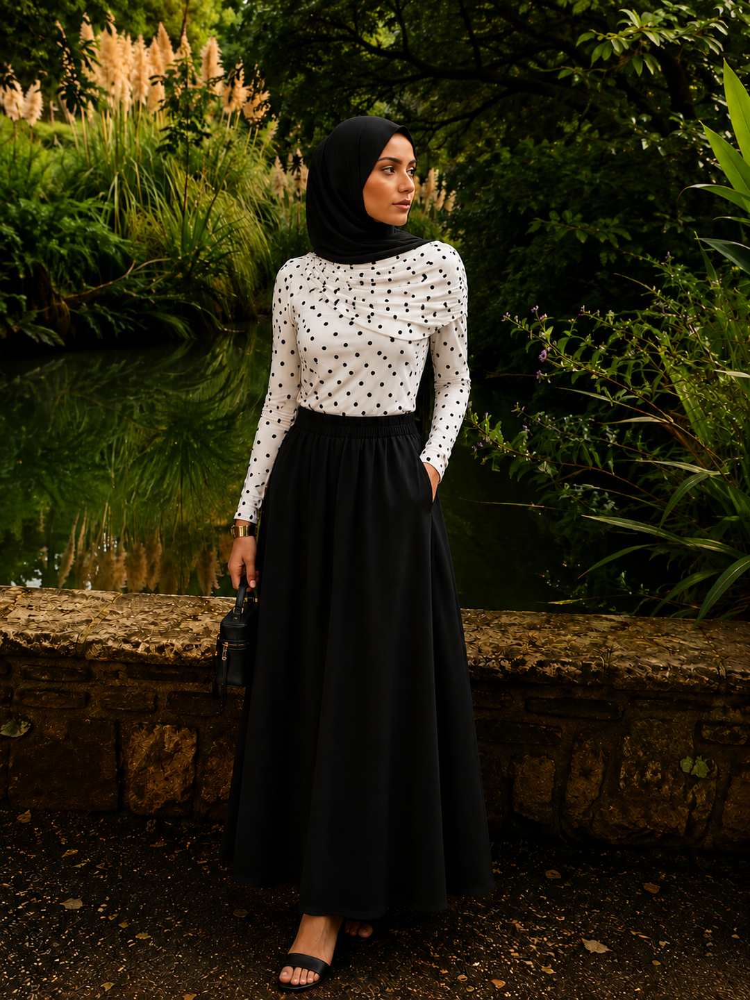 Black Pocket Maxi Skirt