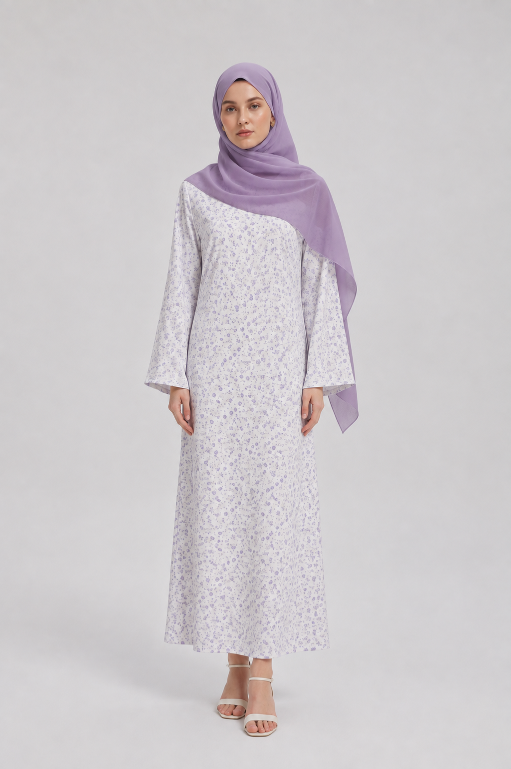 Purple & Gray Floral Maxi Dress