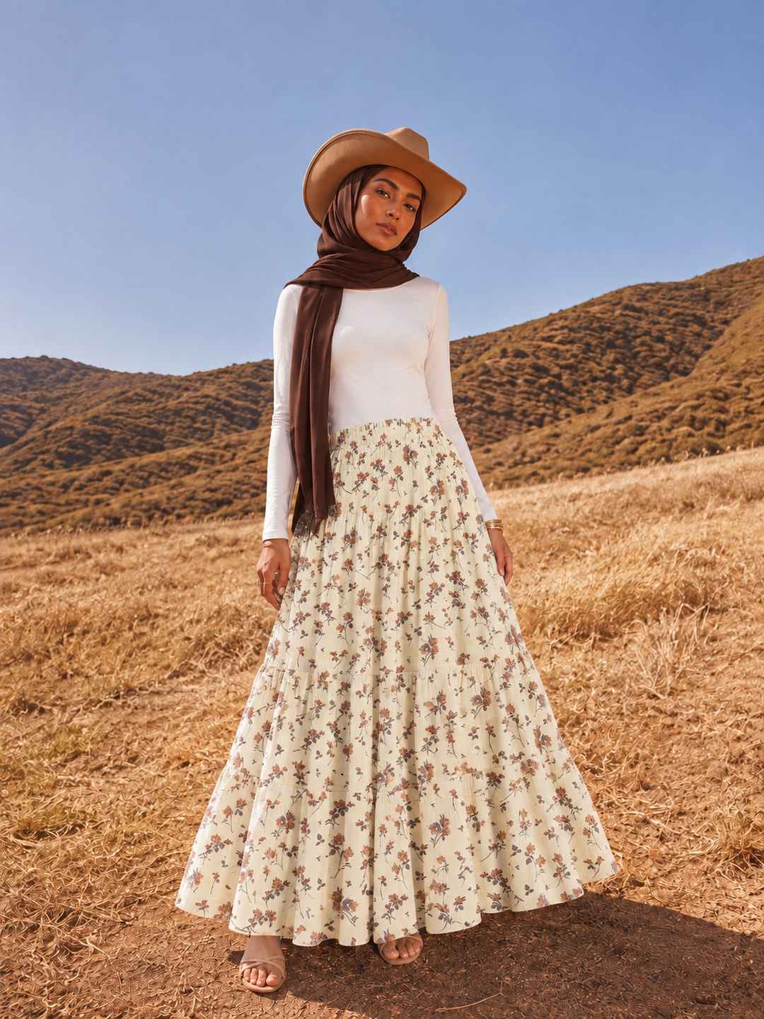 Yellow Daisy Tiered Maxi Skirt