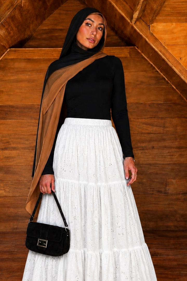 Tan and Black Modal Hijab