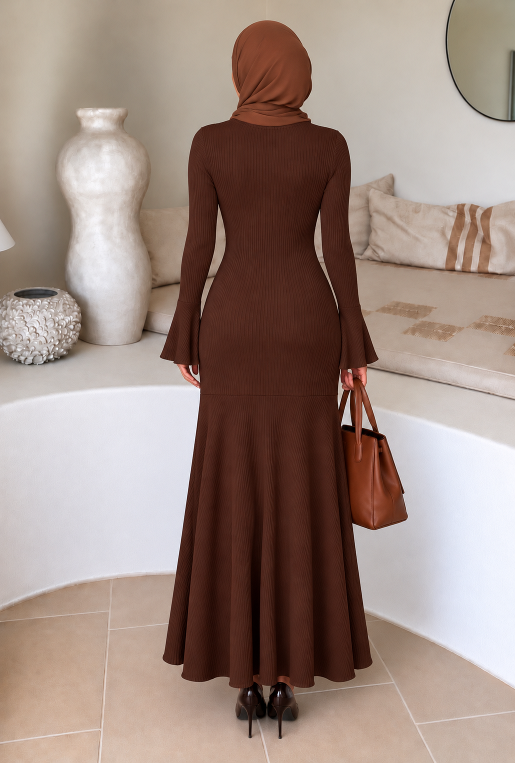 Maroon Flutter Sleeve Sweater Dress