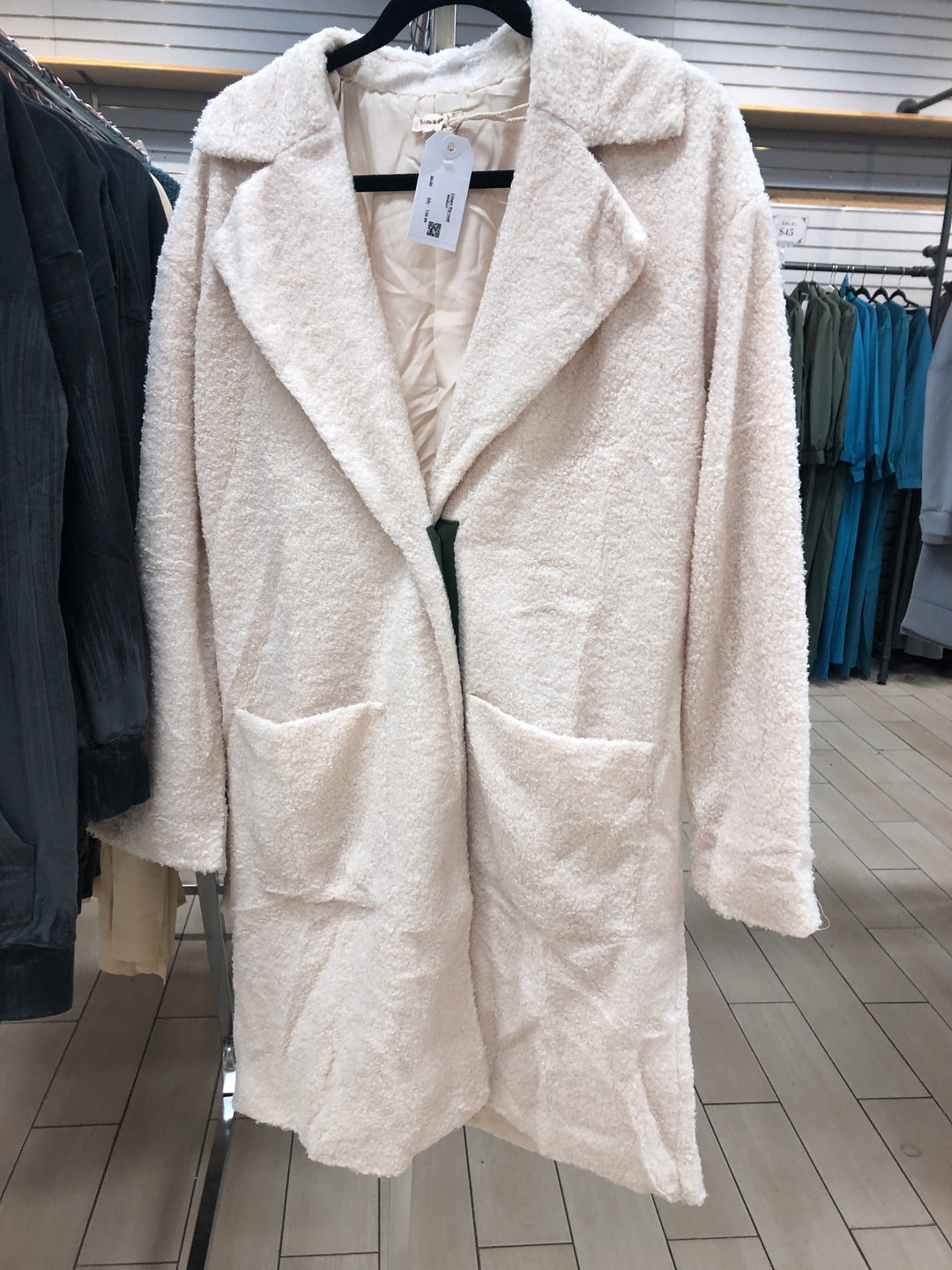 Cream fuzzy coat - Urban Modesty