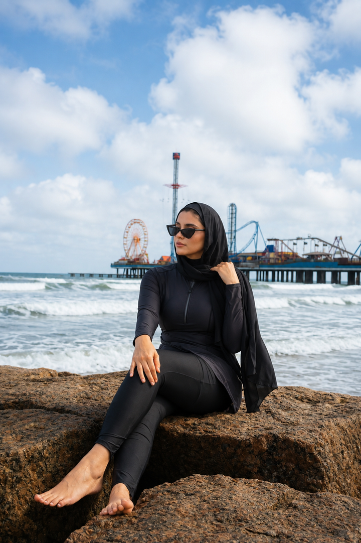 Black 3 Piece Modest Swimsuit