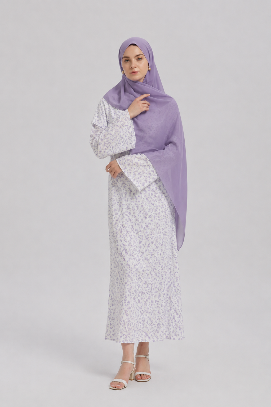 Purple & Gray Floral Maxi Dress