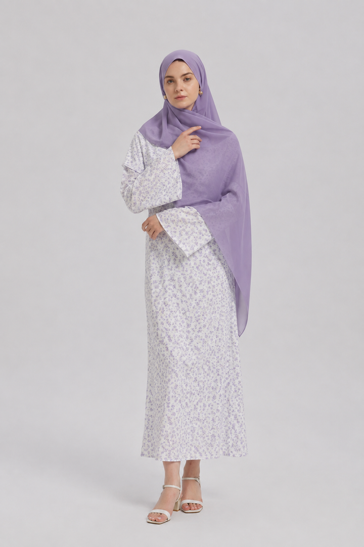 Purple & Gray Floral Maxi Dress
