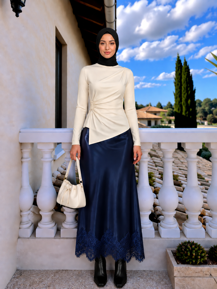 Asymmetrical Side Ruched Shirt Top