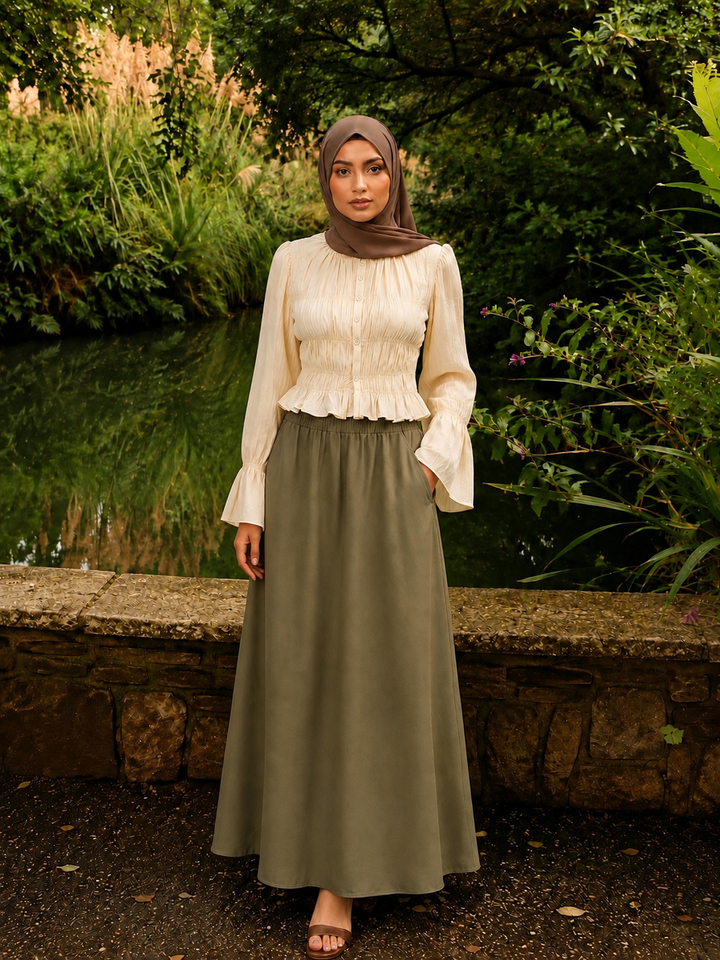 Olive Pocket Maxi Skirt
