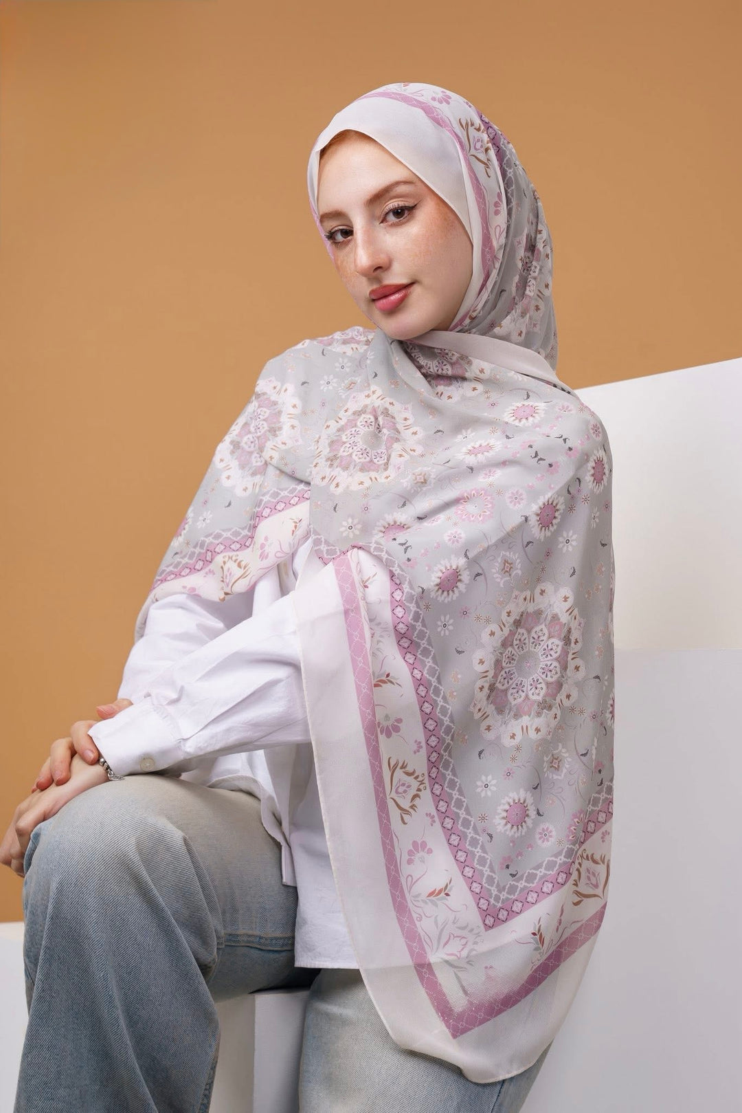 Sage Printed Chiffon Hijab