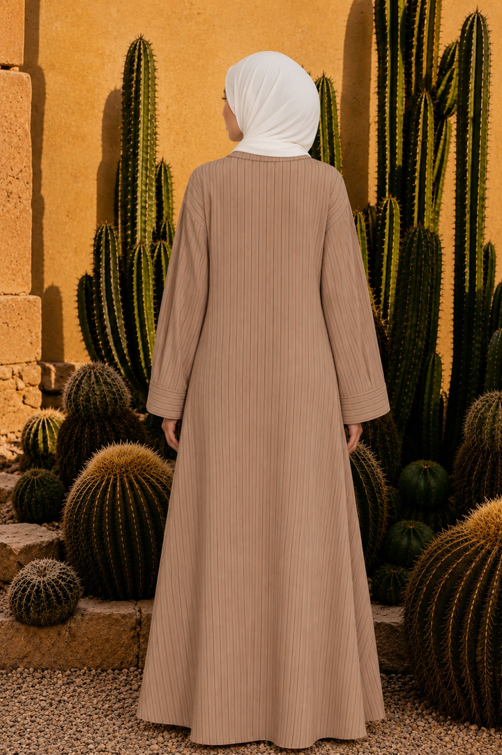Beige Pinstripe Abaya