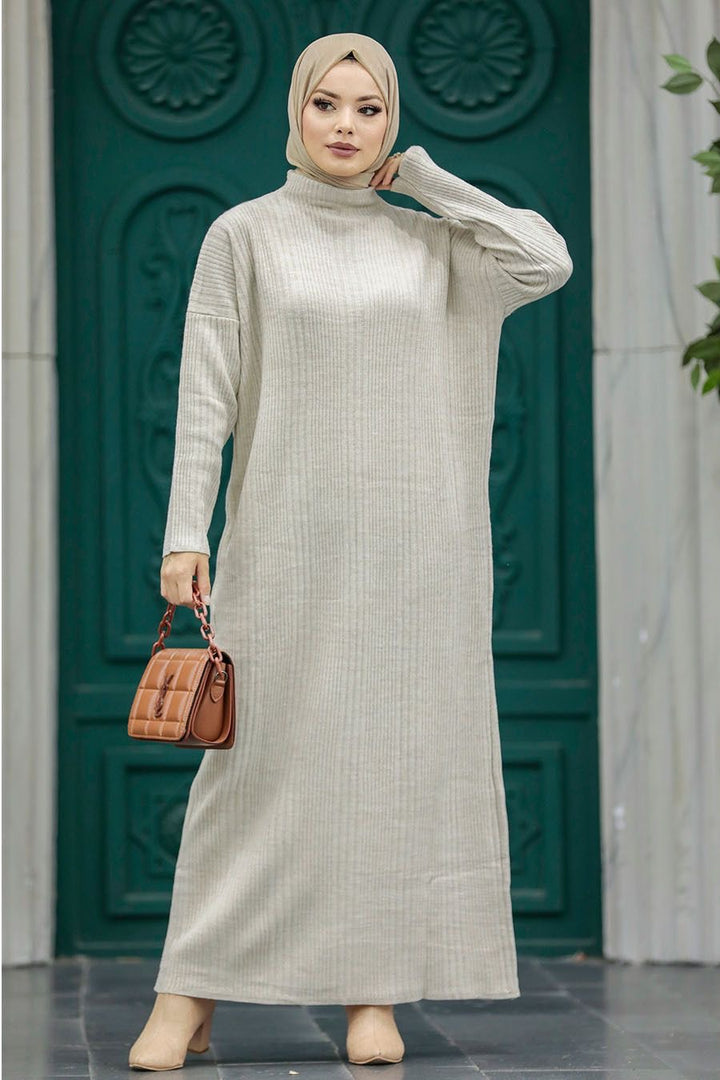 Beige Sweater Dress - Urban Modesty