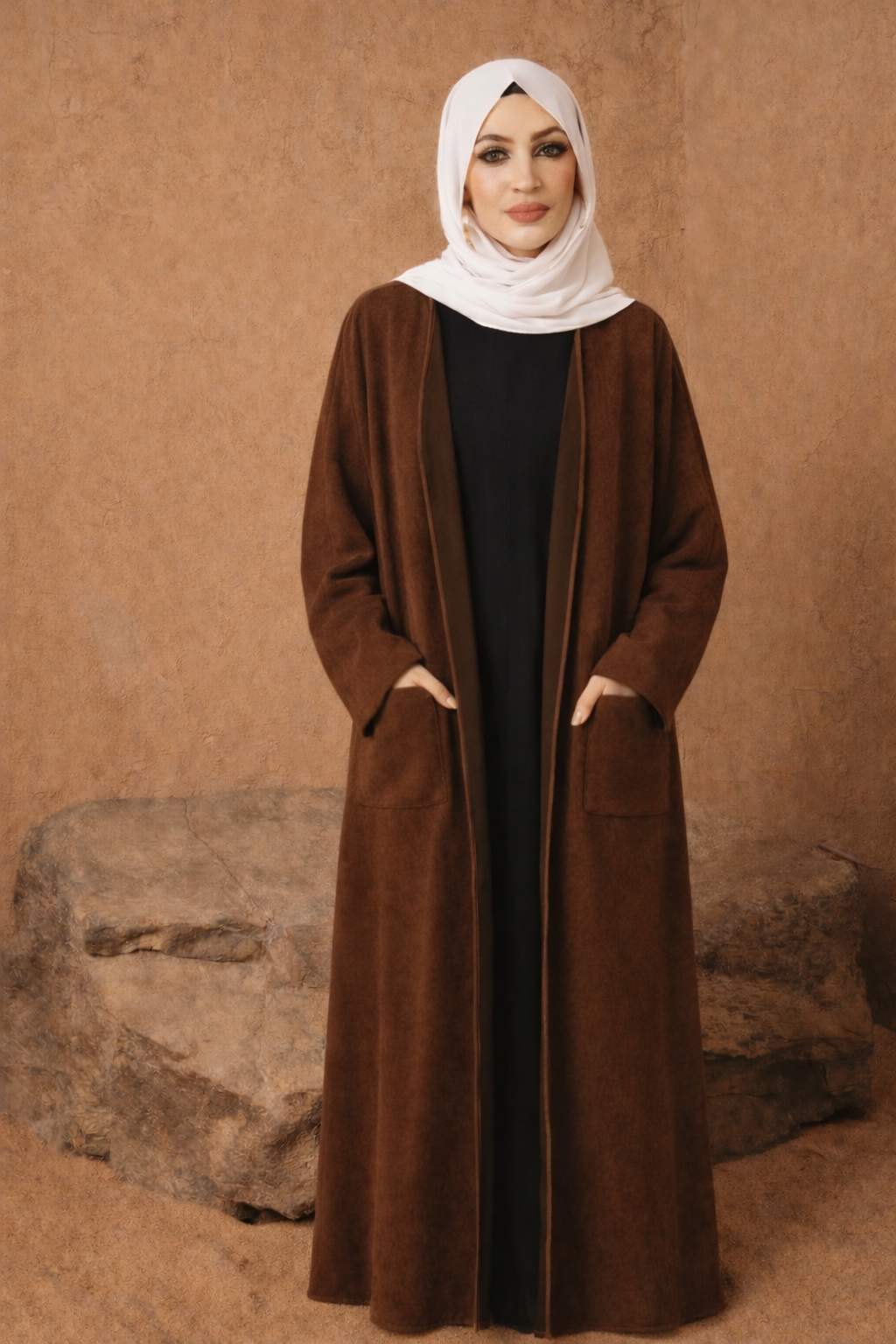Suede Velvet Thick Open Abaya