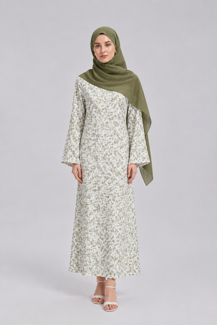 Olive Green Floral Maxi Dress