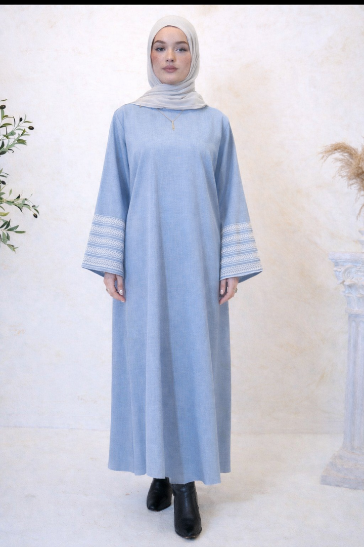 Blue Embroidered Abaya