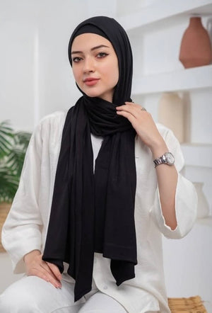 Black Jersey Hijab with Undercap