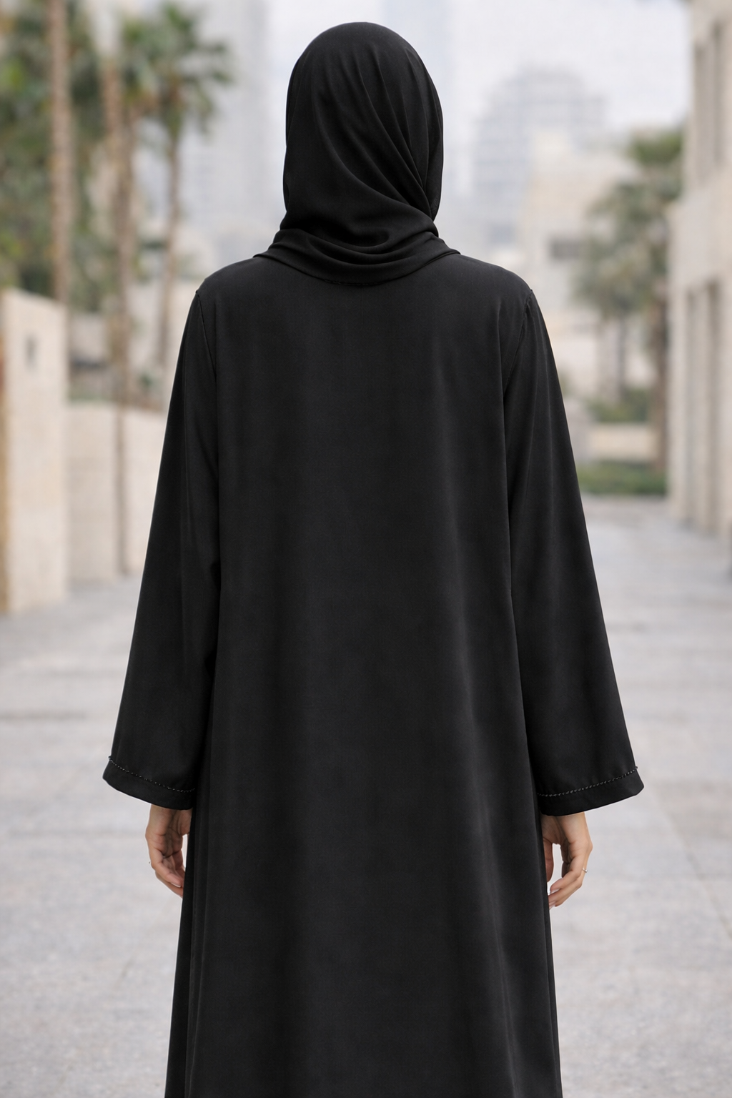 Black Embroidered And Crystal Embellishments Abaya