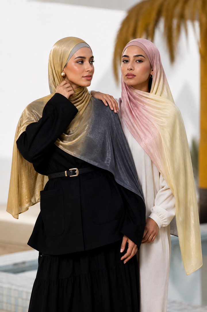 Pink and Yellow Ombre Organza Hijab