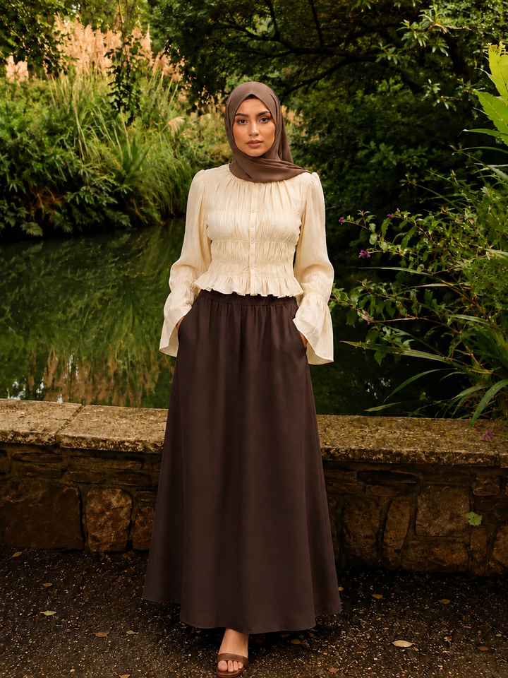 Brown Pocket Maxi Skirt