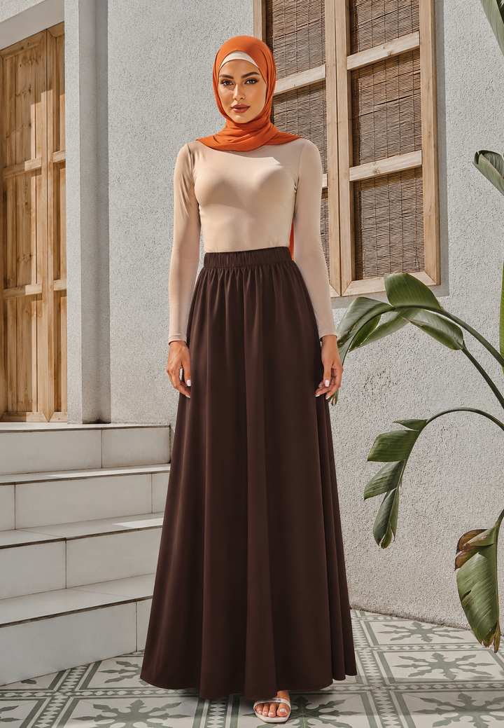 Elastic Waist Satin Maxi Skirt