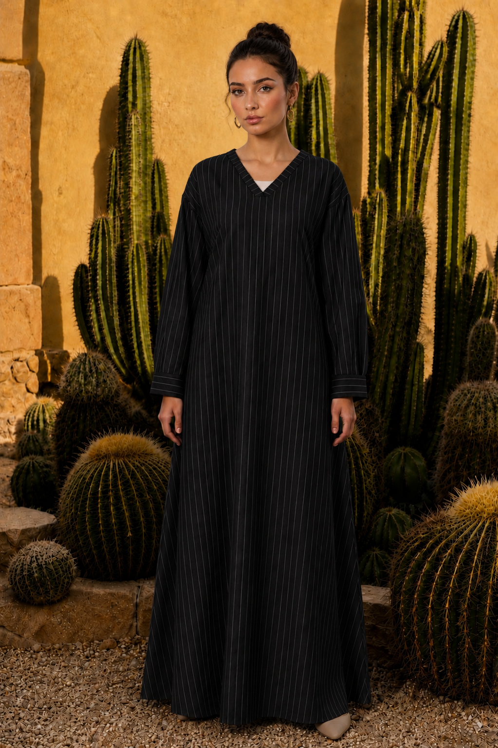 Black Pinstripe Abaya