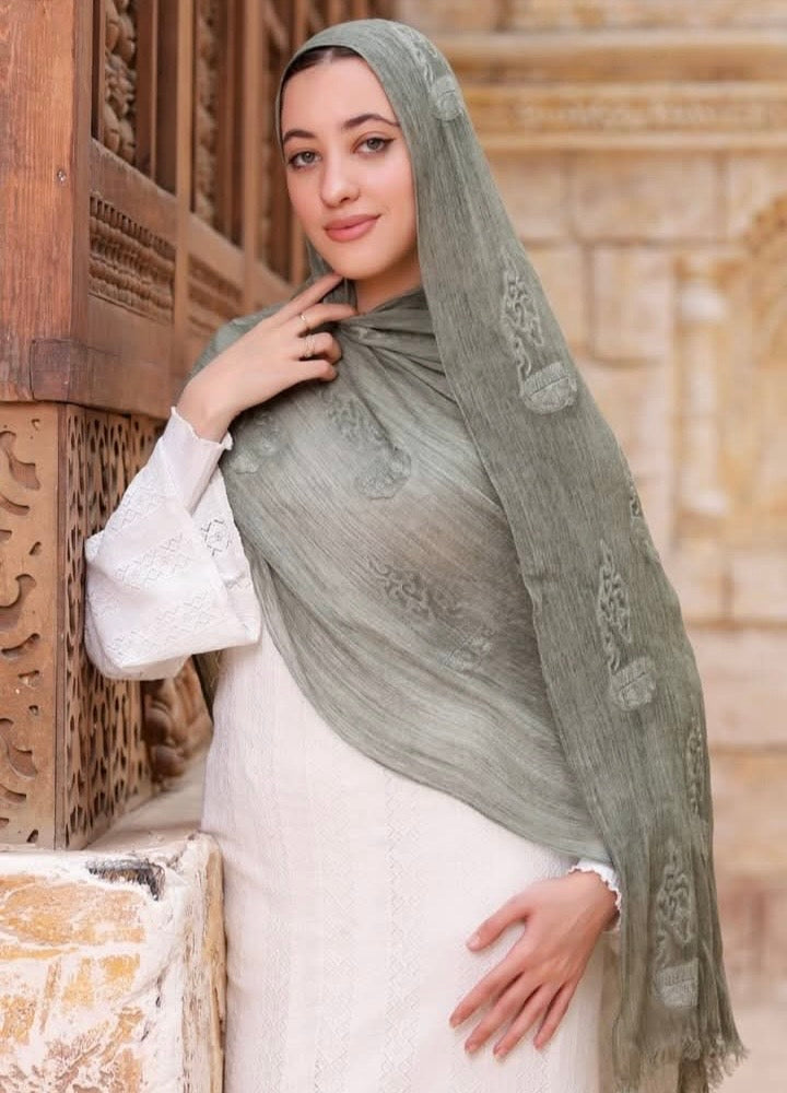 Embroidered Modal Fringe Edge Hijab