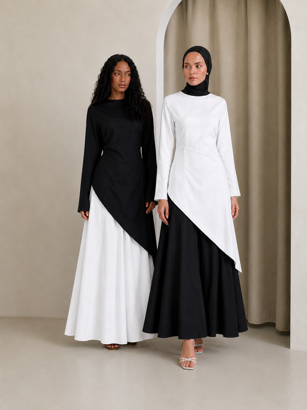 Black and White Asymmetrical Shirt
